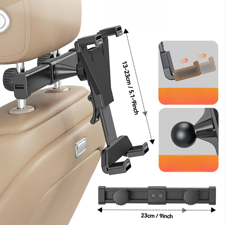 Pasukamas automobilinis planšetinio laikiklis galinei sėdynės atlošui ir galvos atramai, modelis Tz02-p1, OEM apdorojimas