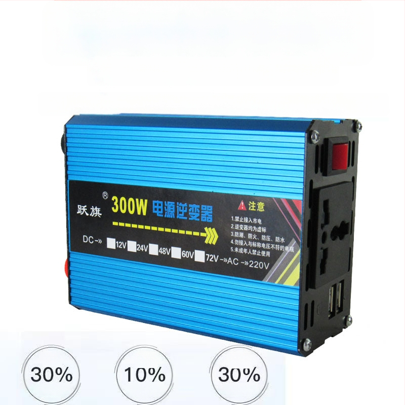 Inverter 12/24V → 220V, 300W, puhasinusoids, auto/veoauto/kodu kasutamiseks