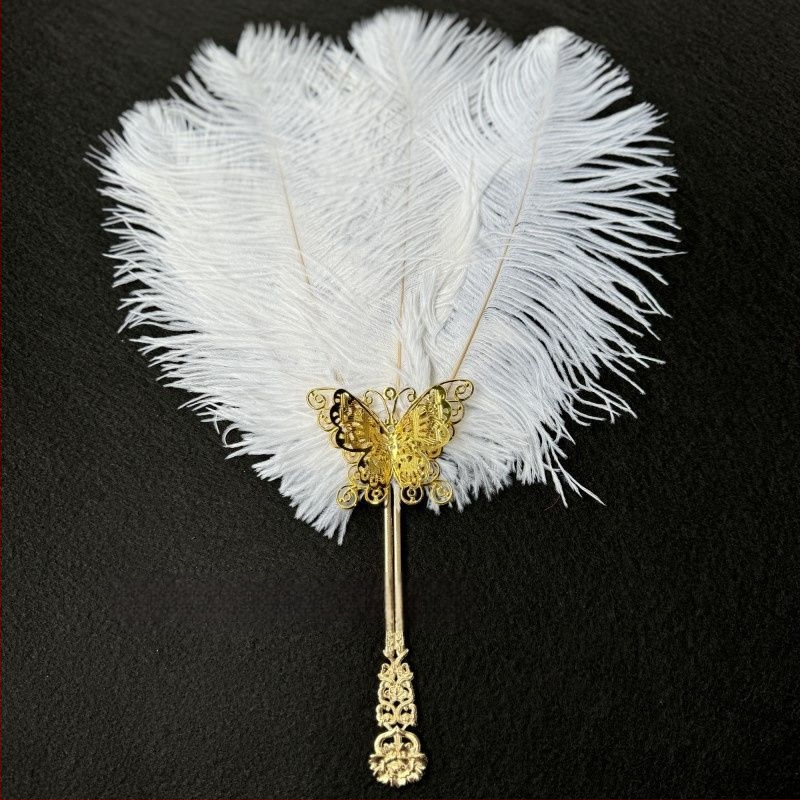 Sulepeaga käsiventilaator – käsitöö, hiina stiil, plastikust skelet, Ao feather kaubamärk