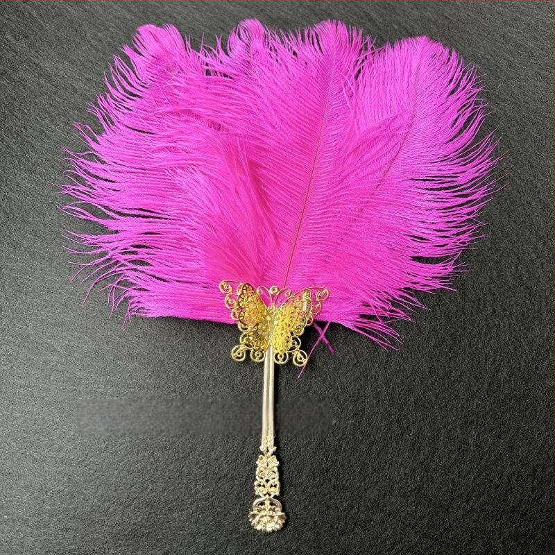 Sulepeaga käsiventilaator – käsitöö, hiina stiil, plastikust skelet, Ao feather kaubamärk