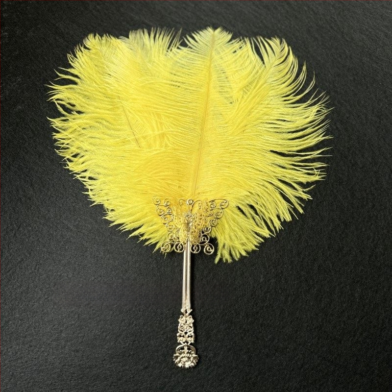 Sulepeaga käsiventilaator – käsitöö, hiina stiil, plastikust skelet, Ao feather kaubamärk