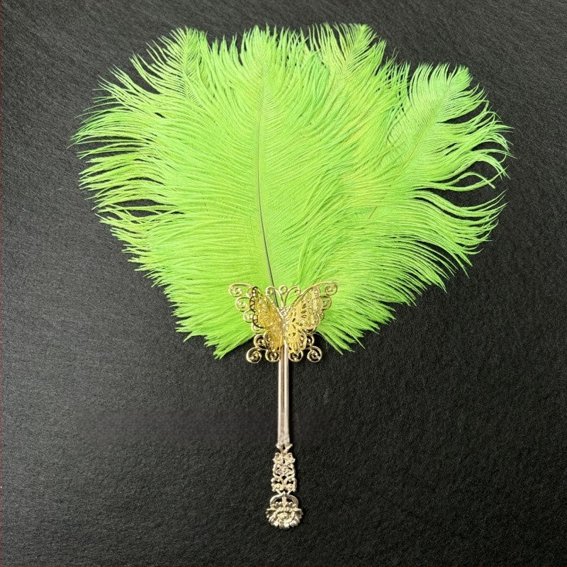 Sulepeaga käsiventilaator – käsitöö, hiina stiil, plastikust skelet, Ao feather kaubamärk