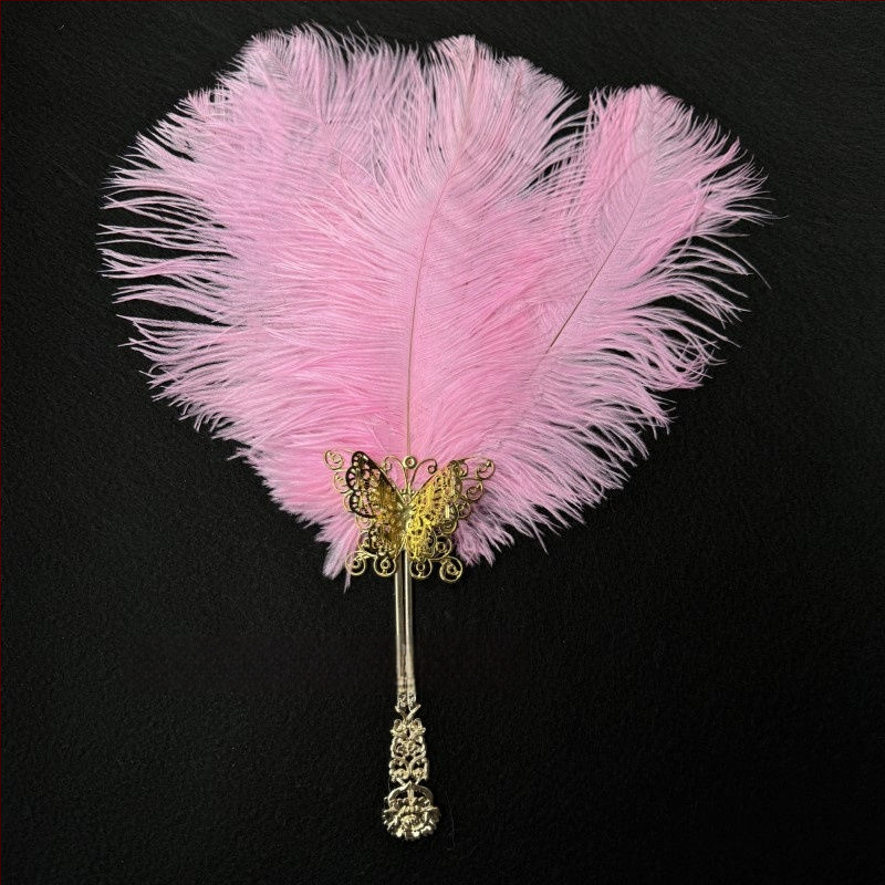 Sulepeaga käsiventilaator – käsitöö, hiina stiil, plastikust skelet, Ao feather kaubamärk