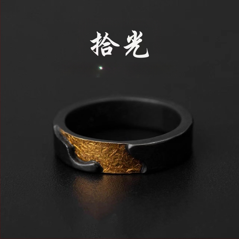 Sõrmus vaskmaterjalist geomeetrilise kujundusega, elektroplaaditud pind, Seven Shang, unisex, retro