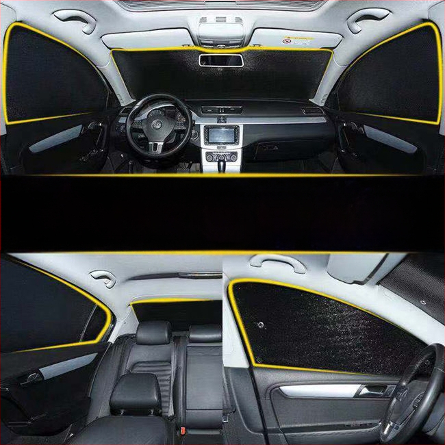 Automobilio saulės skydelis priekiniam stiklui, aliuminio folija, storesnė konstrukcija, siurbtuko tvirtinimas, universalus