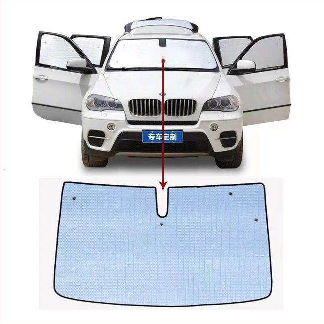 Automobilio saulės skydelis priekiniam stiklui, aliuminio folija, storesnė konstrukcija, siurbtuko tvirtinimas, universalus