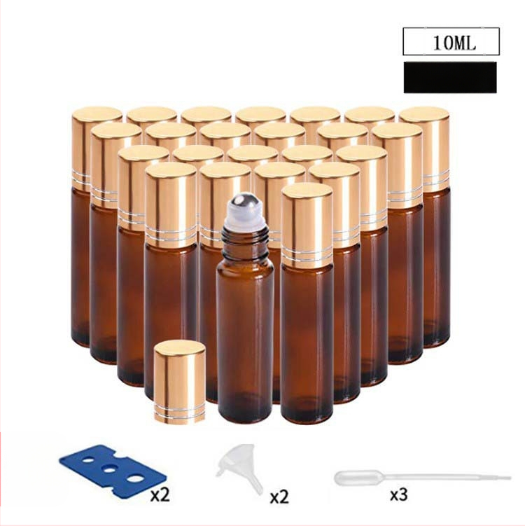 Klaasist roll-on pudel eteerilise õli jaoks, borosilikaatklaas, komplekt 24 kinkekastiga