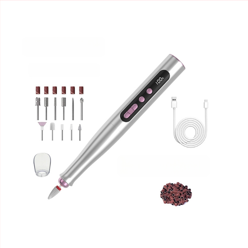 Juhtmevaba elektriline küünepoleerija, kaasaskantav maniküüri puur, digitaalse ekraaniga, täielik komplekt koduseks kasutamiseks