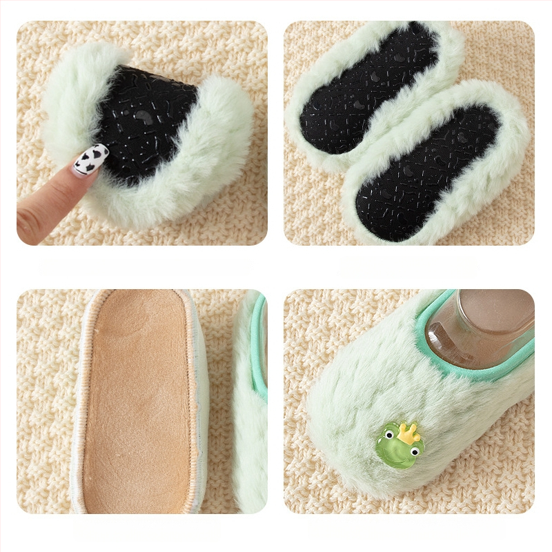 Laste põrandaka sokid pehme tallaga siseruumiks kasutamiseks, karikatuurne muster, polüester kiud, lühike toru, paksenenud, talveks