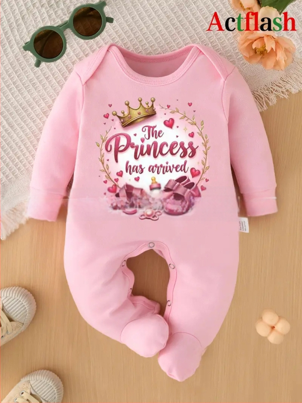Vastsündinute romper südameprinti ja krooni, kootud polüester 95%, pikad varrukad, eesmine nupupugude sulgemine, kevad-sügisk, vanus 0–1 aasta