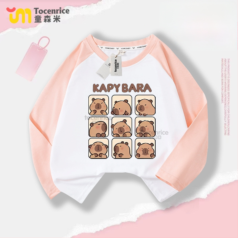 Laste puuvillane pikkade varrukatega T-särk, Casual stiil, multikas motiiviga, Sügis 2024, Unisex, alates 8-aastastest