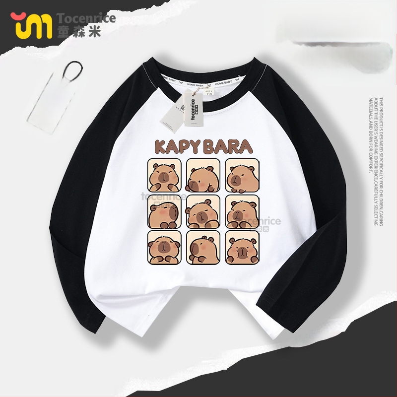 Laste puuvillane pikkade varrukatega T-särk, Casual stiil, multikas motiiviga, Sügis 2024, Unisex, alates 8-aastastest