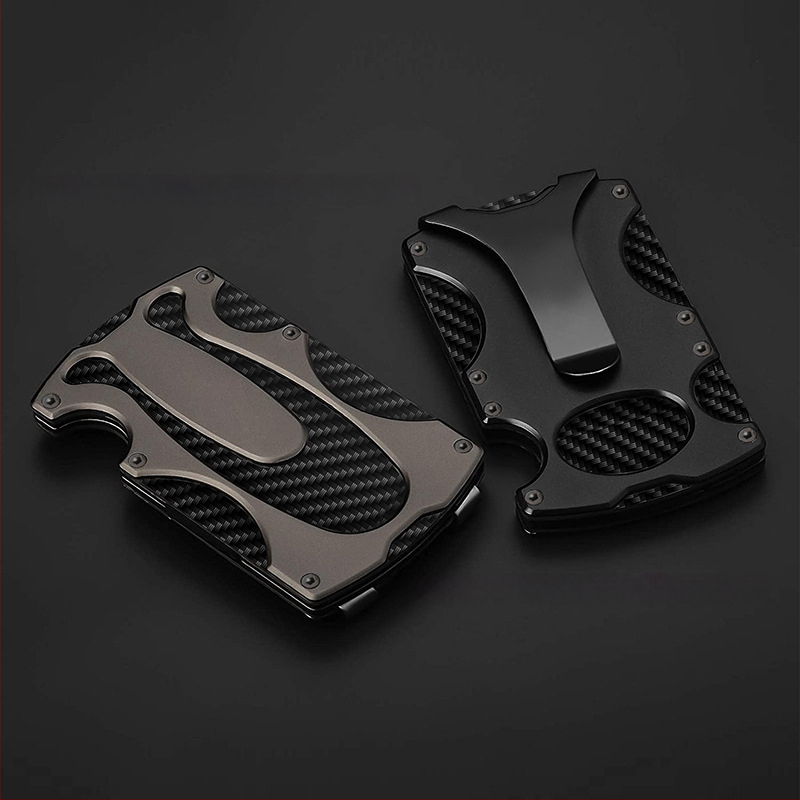 Taktikaline metallist rahakott RFID-kaitsega, kahekordne disain, mahutab 1–12 kaarti, CNC töötlemine