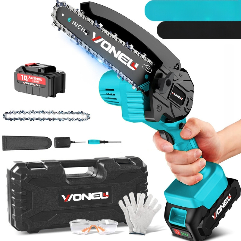 Elektriskā ķēdes zāģis ar uzlādējamu litija bateriju, 21V, kaltas tērauda ķēde