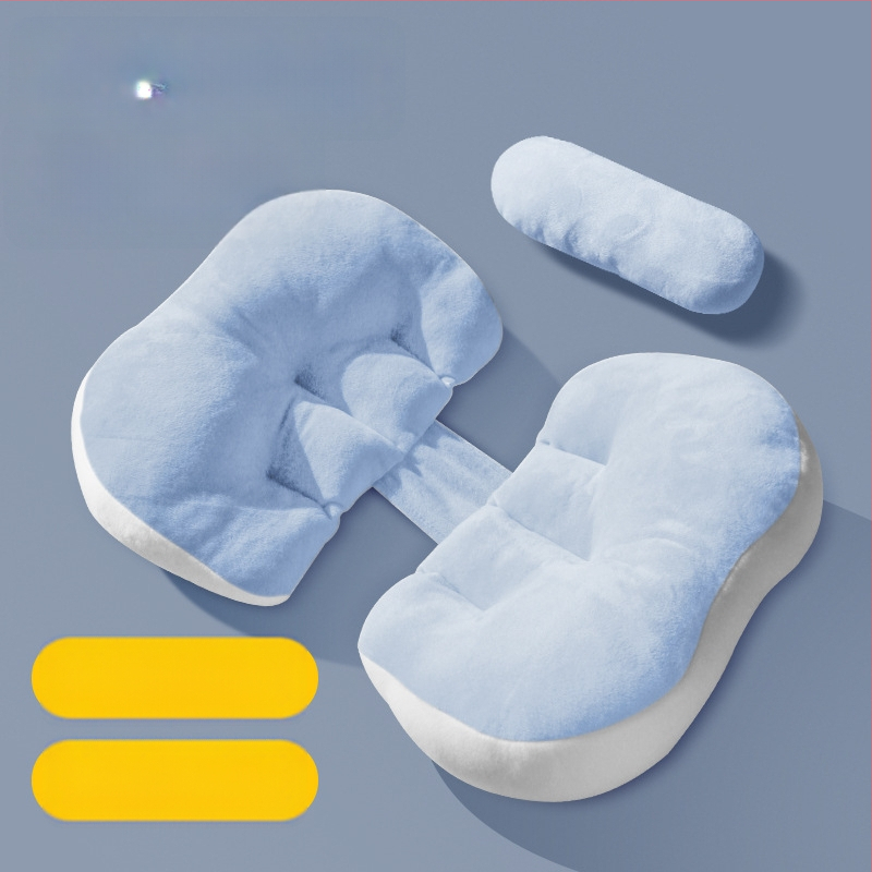 POE grūtnieču spilvens – divpusēja izmantošana sānu gulēšanai visos grūtniecības posmos; konfektes formas; pildījums poliestera šķiedra; minimālistisks stils