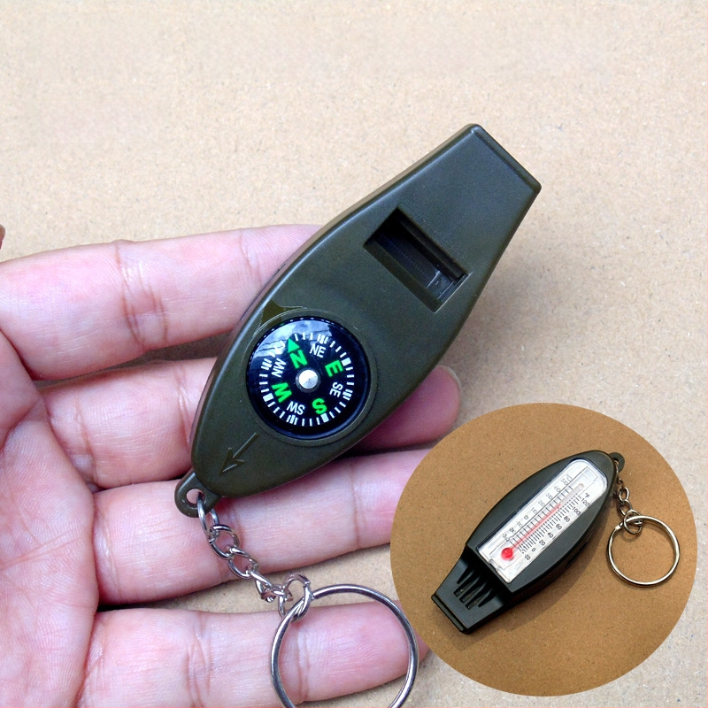 Välitöödele mõeldud mitmeotstarbeline tööriist kompassi, termomeetri, lupaga ja vilega (kaheosaline komplekt)