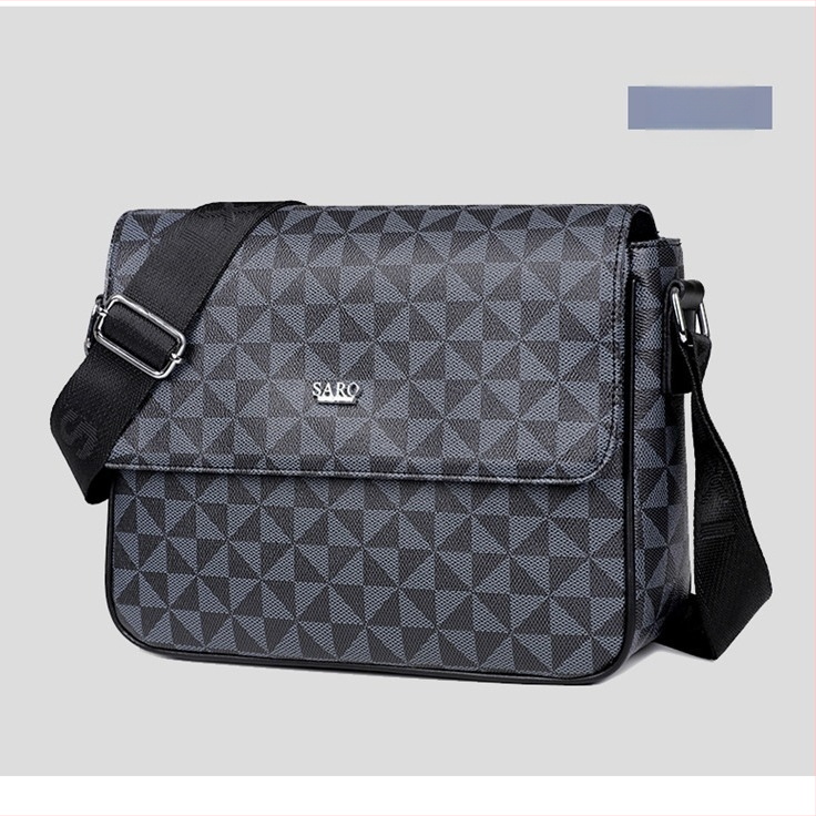 Meeste õlakott — linnaline lihtsus, PVC materjal, polüester vooder, geomeetriline muster, kaubamärk saro xi (Materjal: PVC; Vooder: Polüester; Muster: Geomeetriline; Kaubamärk: saro xi)