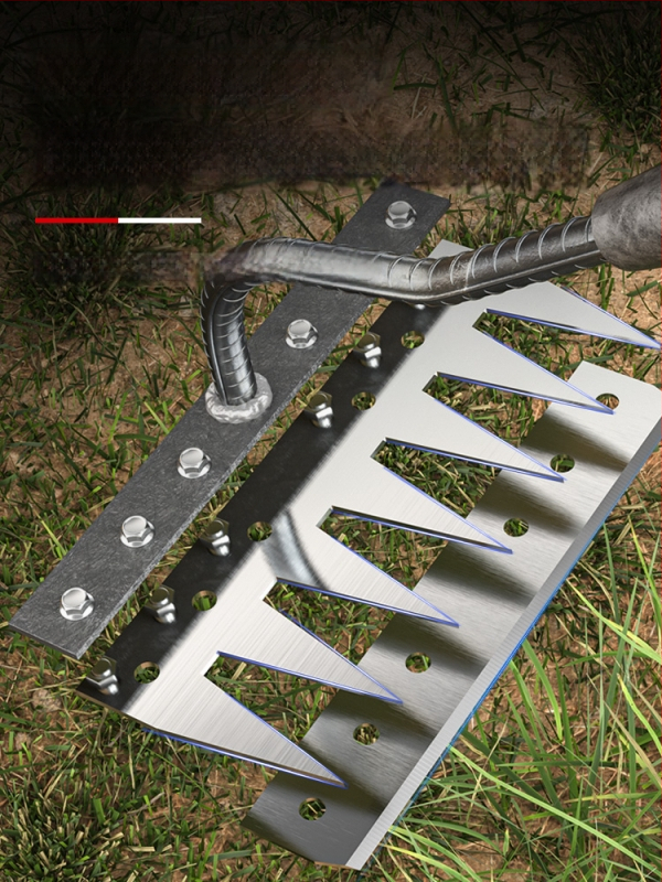 Mangaani terasest reha – mitmekülgne aiatööriist umrohu tõrjeks ja köögiviljade istutamiseks, viie hammaste disain, mulla lõdvestamine