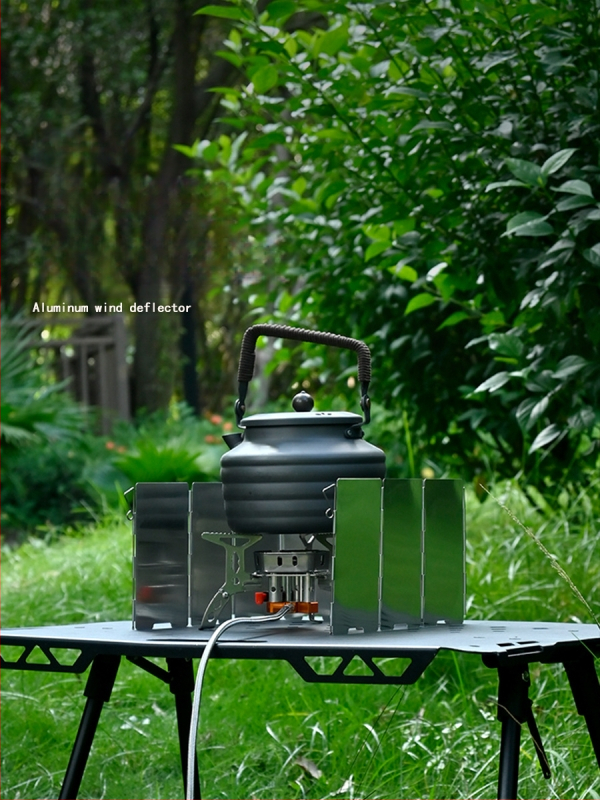 Õues kokkamiseks kokkupandav alumiiniumist tuulekaitse pliidile, 9-osaline mini komplekt