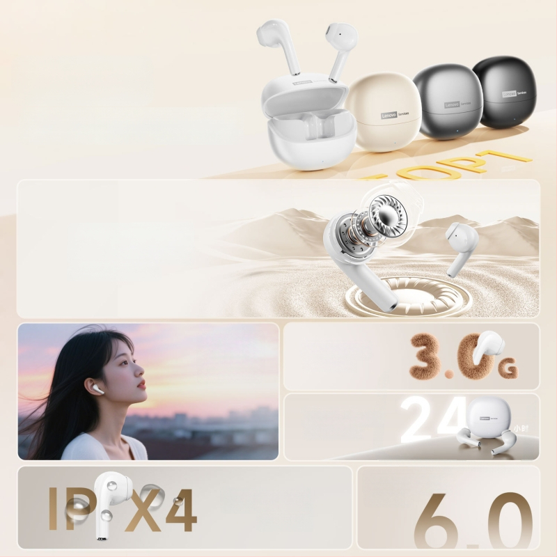 Lenovo Le210 Bluetooth in-ear peakomplekt, kõrva-kõrva disain, stereoheli, Bluetooth 5.1, häälejuhtimine, 4–8 tunni tööaeg