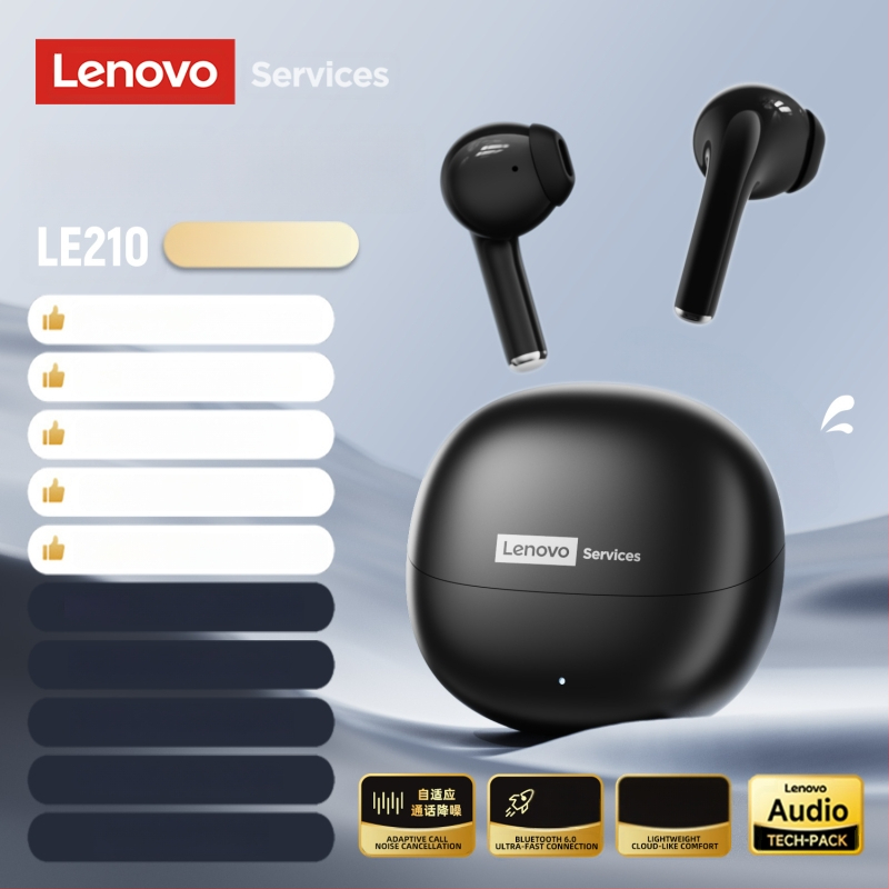 Lenovo Le210 Bluetooth in-ear peakomplekt, kõrva-kõrva disain, stereoheli, Bluetooth 5.1, häälejuhtimine, 4–8 tunni tööaeg