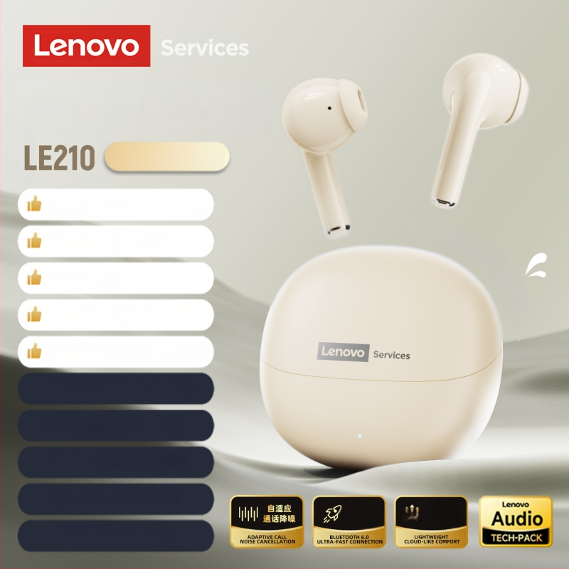 Lenovo Le210 Bluetooth in-ear peakomplekt, kõrva-kõrva disain, stereoheli, Bluetooth 5.1, häälejuhtimine, 4–8 tunni tööaeg
