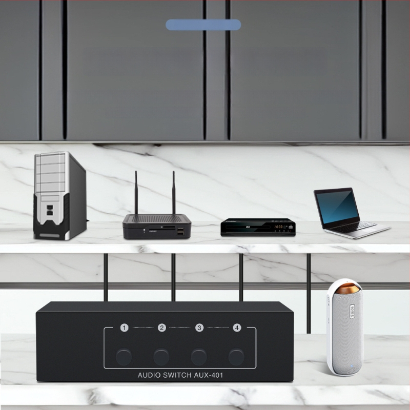 Tonli AUX-401 4-in-1 helilüliti, stereo 3,5 mm pistik, kõrge helikvaliteet