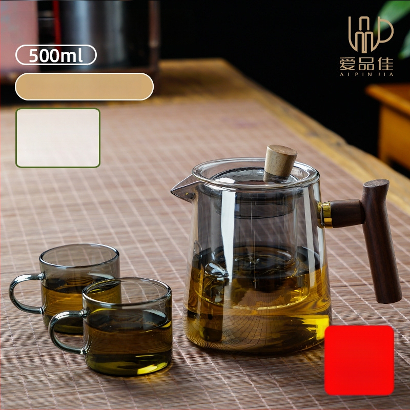 Borosiilikatklaasist teekannude komplekt, kuumuskindel, mõeldud 3–5-le, kaasas tee rituaali tarvikud ja tee kandik