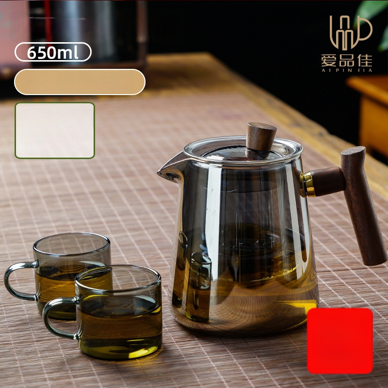 Borosiilikatklaasist teekannude komplekt, kuumuskindel, mõeldud 3–5-le, kaasas tee rituaali tarvikud ja tee kandik