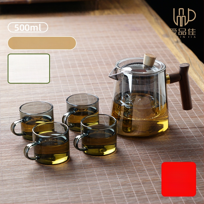 Borosiilikatklaasist teekannude komplekt, kuumuskindel, mõeldud 3–5-le, kaasas tee rituaali tarvikud ja tee kandik