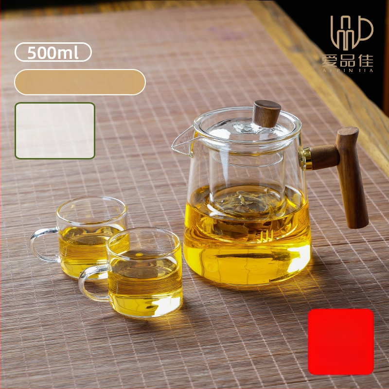 Borosiilikatklaasist teekannude komplekt, kuumuskindel, mõeldud 3–5-le, kaasas tee rituaali tarvikud ja tee kandik