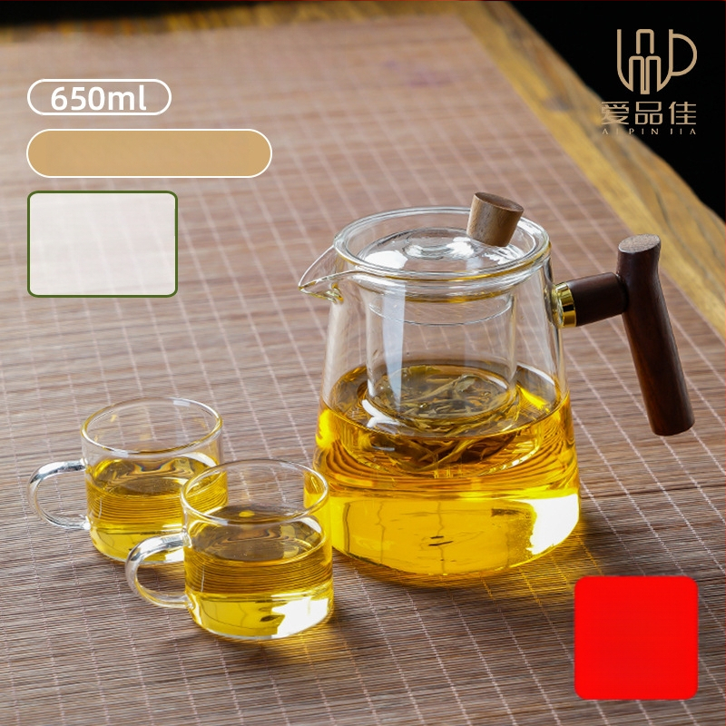 Borosiilikatklaasist teekannude komplekt, kuumuskindel, mõeldud 3–5-le, kaasas tee rituaali tarvikud ja tee kandik