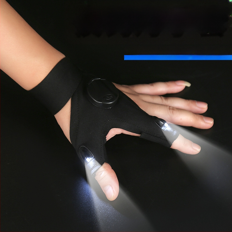 Unisex LED kalapüügi kindad sõrmevalgusega öiseks kalastamiseks, õhulise kudumise materjaliga ja PP