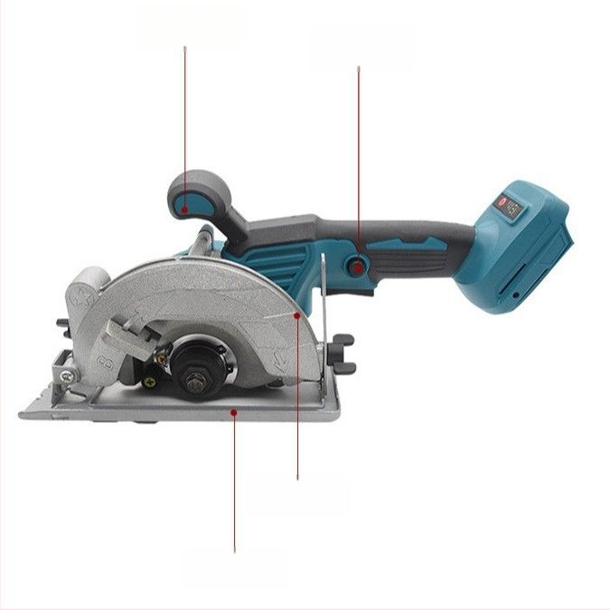 Juhitav juhtmevaba elektriline ümmargune saag puidutöödeks, kaasaskantav käepidemega, liitiumakumulatoriga, alumiiniumist tera, 220V töö