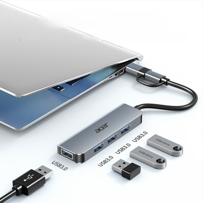Acer Type-C/USB 3.0 nelja-porte laiendust dokk, USB 3.0 liides, kaabli pikkus 0,15 m