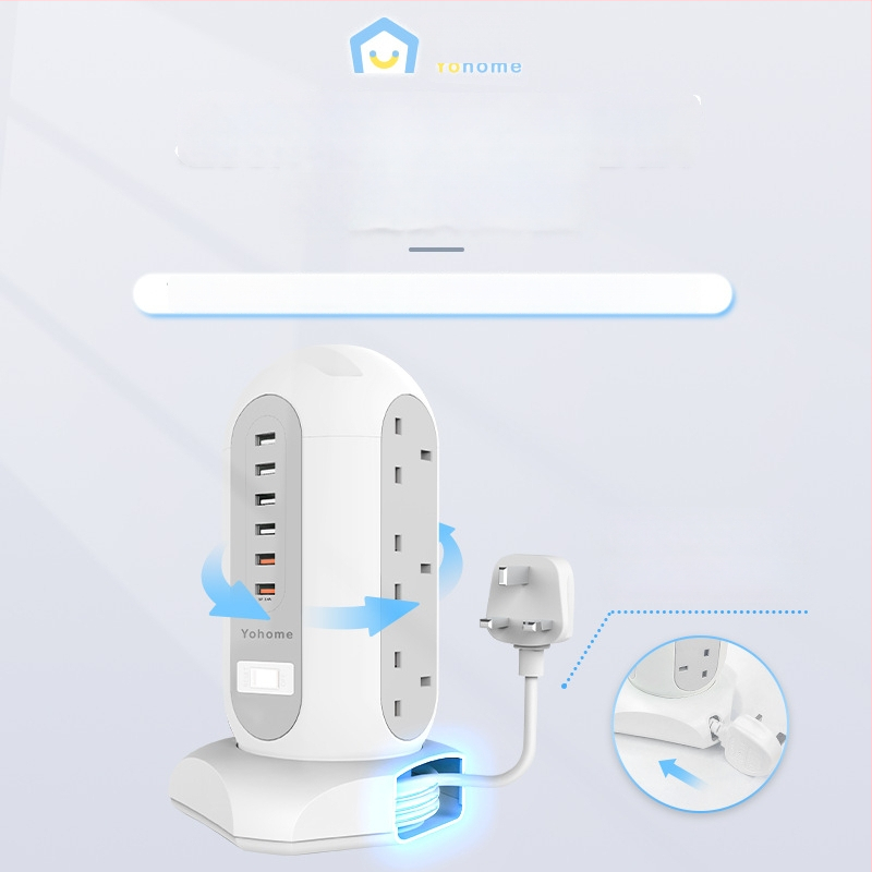 Yohome toranj-stil multifunkcionalni pametni sigurnosni produžni kabel s mogućnošću pohrane