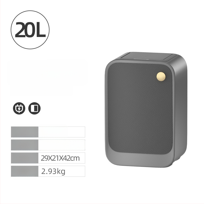 Äpp sensoriga prügikast koos katus ja küljeavatusega, ruudukujuline 18–25 L maht, puit- ja naha tekstuuriga viimistlus, elutoa, magamistoa ja köögi jaoks