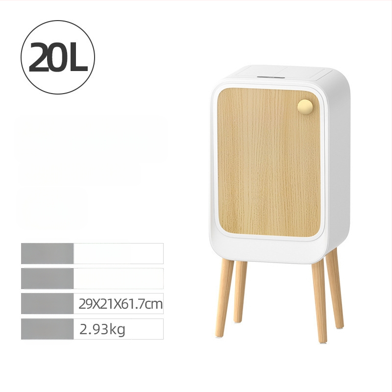 Äpp sensoriga prügikast koos katus ja küljeavatusega, ruudukujuline 18–25 L maht, puit- ja naha tekstuuriga viimistlus, elutoa, magamistoa ja köögi jaoks