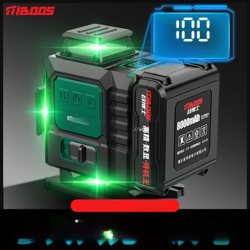 12-ridade lasernivell, automaatne taseme seadmine, välistingimustes kasutamiseks, seinale paigaldatav, infrapunane laser