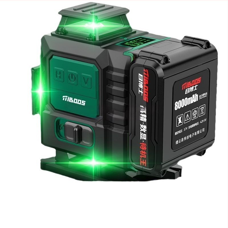 12-ridade lasernivell, automaatne taseme seadmine, välistingimustes kasutamiseks, seinale paigaldatav, infrapunane laser