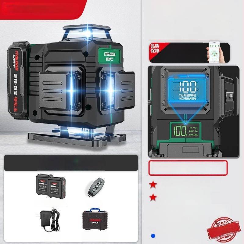 12-ridade lasernivell, automaatne taseme seadmine, välistingimustes kasutamiseks, seinale paigaldatav, infrapunane laser