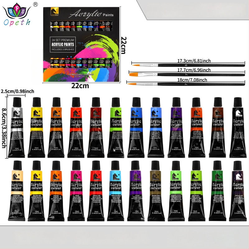 Obes akrüül- ja guaš pigmentide komplekt, plastpakend, kunstimaalimiseks