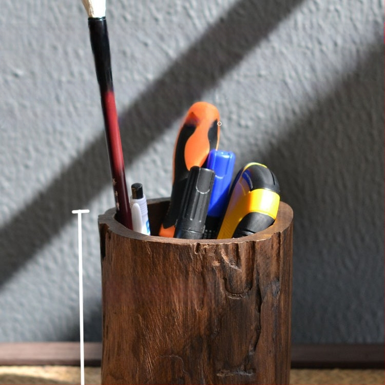 Ümmargune puidust kirjutusvahendi hoidja, mudel T096, retro stiilis laua dekor kodu- ja kontorisse, suurepärane kingitus kolimiseks või jõulude jaoks.