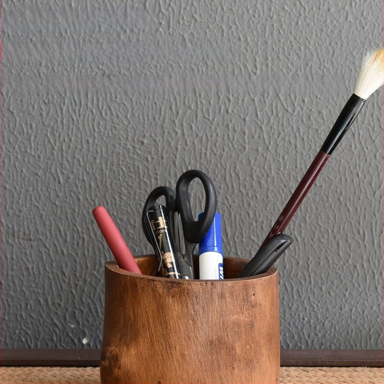 Ümmargune puidust kirjutusvahendi hoidja, mudel T096, retro stiilis laua dekor kodu- ja kontorisse, suurepärane kingitus kolimiseks või jõulude jaoks.