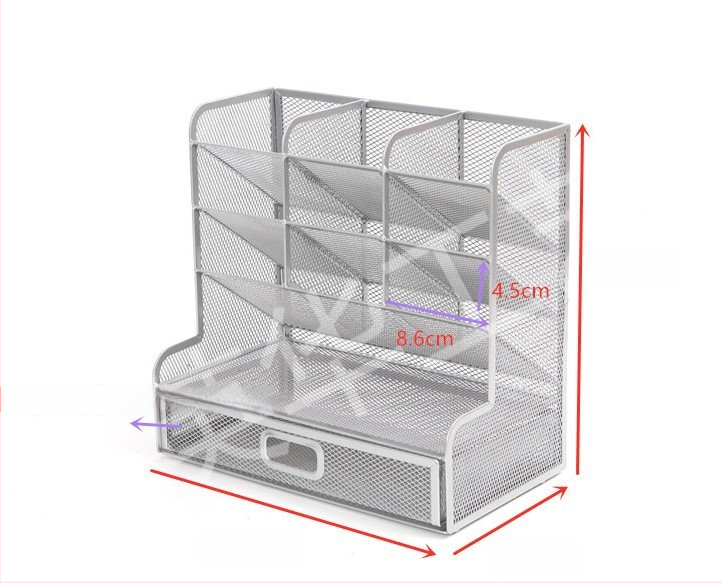 Metallist võrgustikuga mitmeotstarbeline kontori pliiatsihoidik, mudel 1235