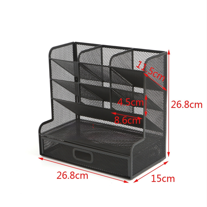 Metallist võrgustikuga mitmeotstarbeline kontori pliiatsihoidik, mudel 1235