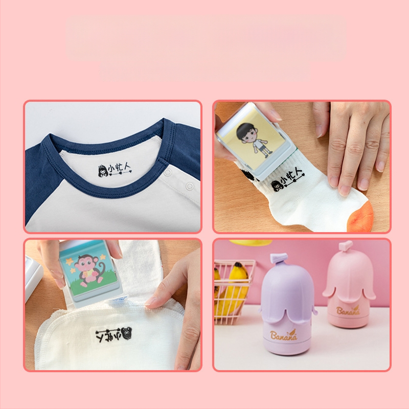 Little Busy Man DYZ nimestempel riietele, ristkülikukujuline plastikust stempel, pestav, riiete ja paberi trükimiseks