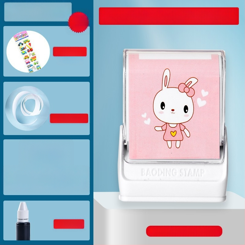 Little Busy Man DYZ nimestempel riietele, ristkülikukujuline plastikust stempel, pestav, riiete ja paberi trükimiseks