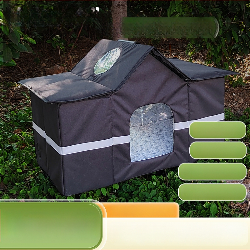 Väljas kasside varjupaik su suletud disainiga, veekindel ja talveks soe, nelja aastaaja varjupaik; materjalid: Oxford kangas ja PE õõnesplaat