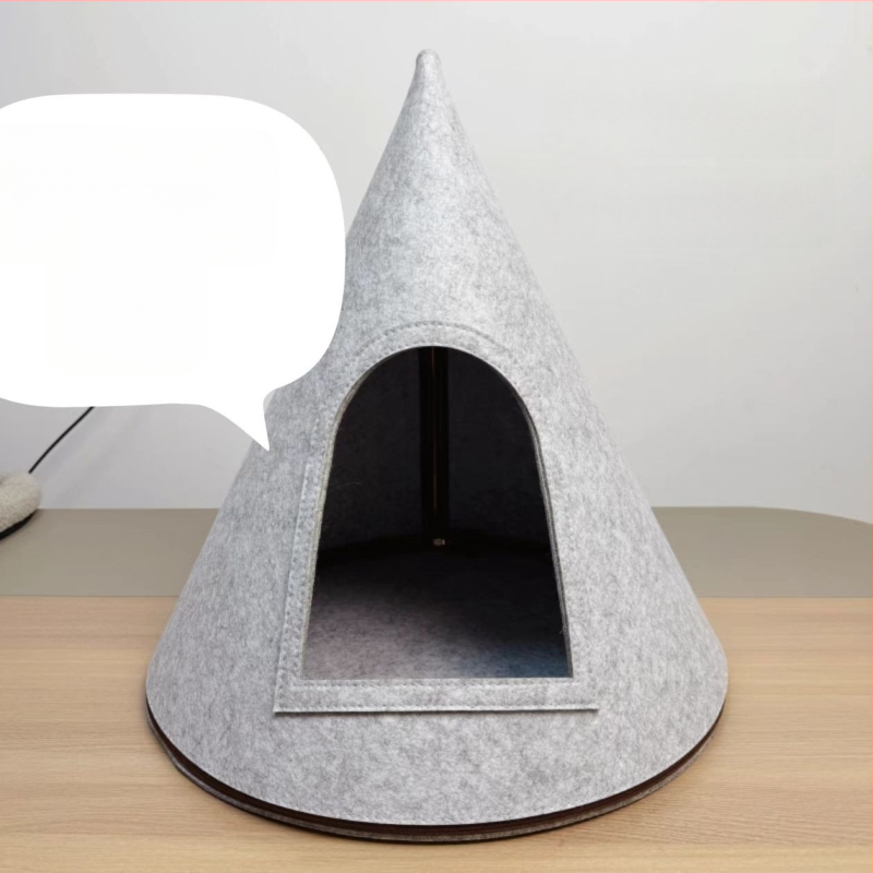 Kassi pesa feltsist - pool-suletud, konuskujuga kujundus, sisekasutuseks, hoiab sooja
